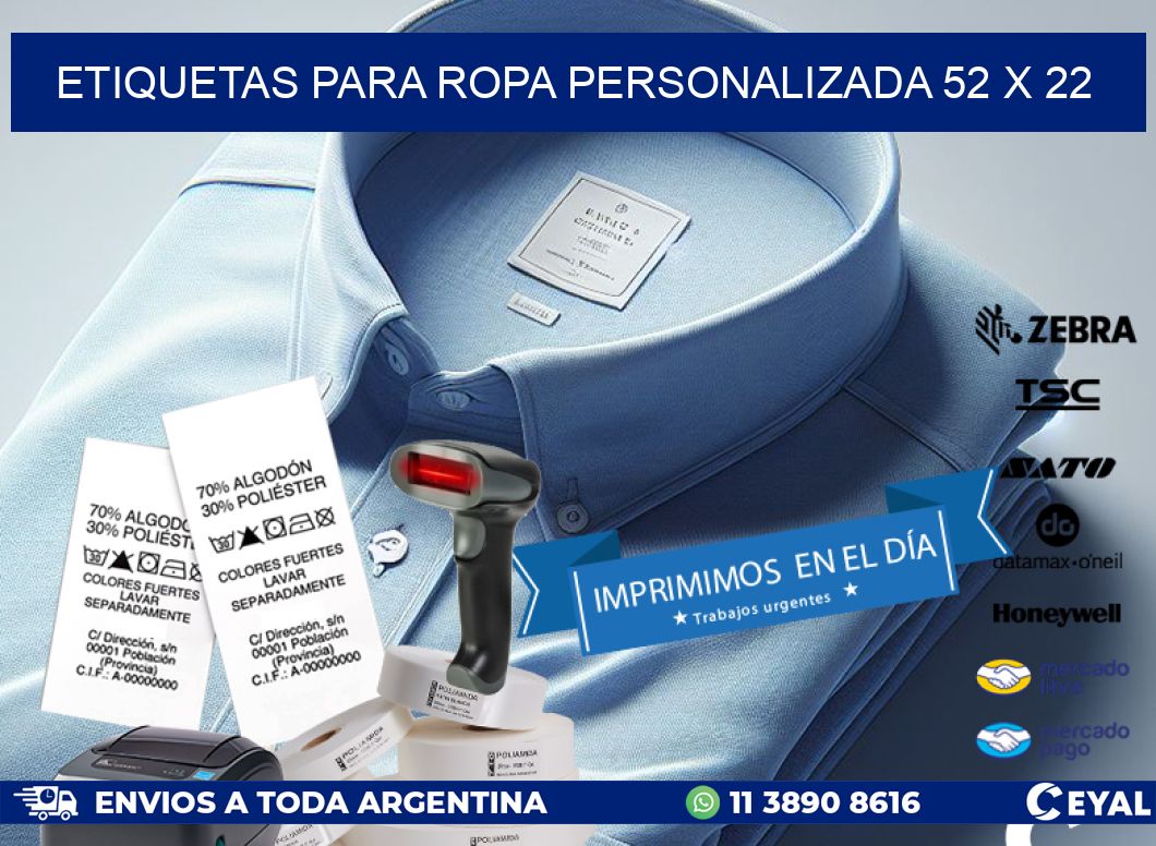 ETIQUETAS PARA ROPA PERSONALIZADA 52 x 22