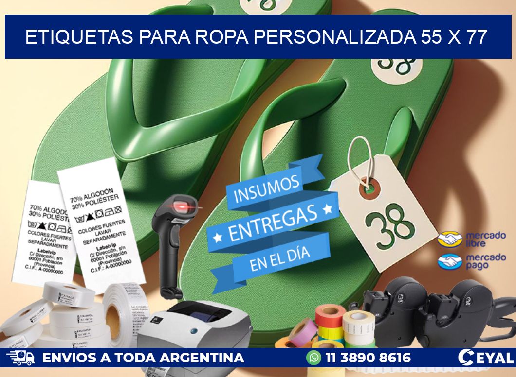 ETIQUETAS PARA ROPA PERSONALIZADA 55 x 77