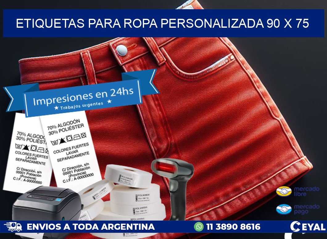 ETIQUETAS PARA ROPA PERSONALIZADA 90 x 75