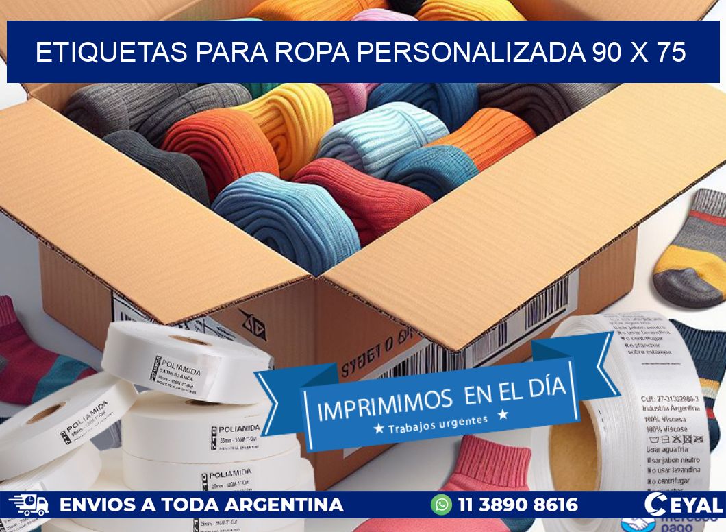 ETIQUETAS PARA ROPA PERSONALIZADA 90 x 75