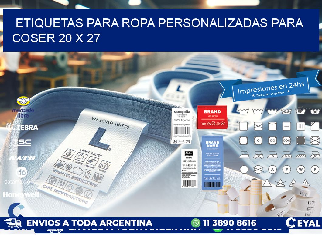 ETIQUETAS PARA ROPA PERSONALIZADAS PARA COSER 20 x 27