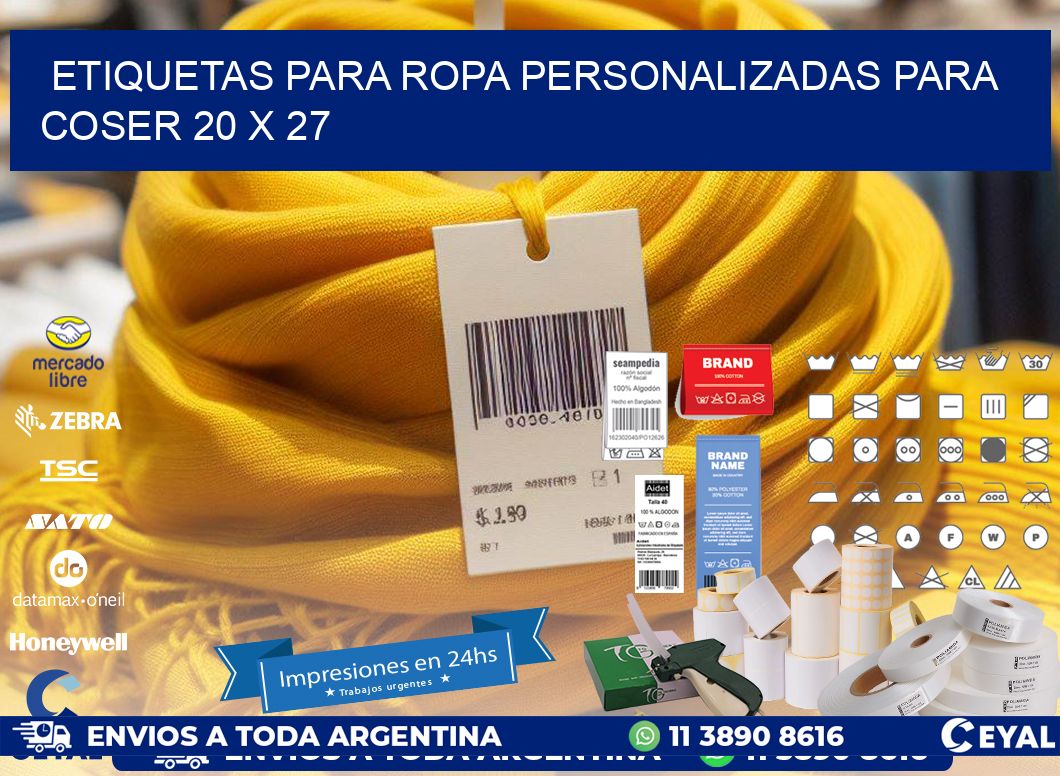 ETIQUETAS PARA ROPA PERSONALIZADAS PARA COSER 20 x 27