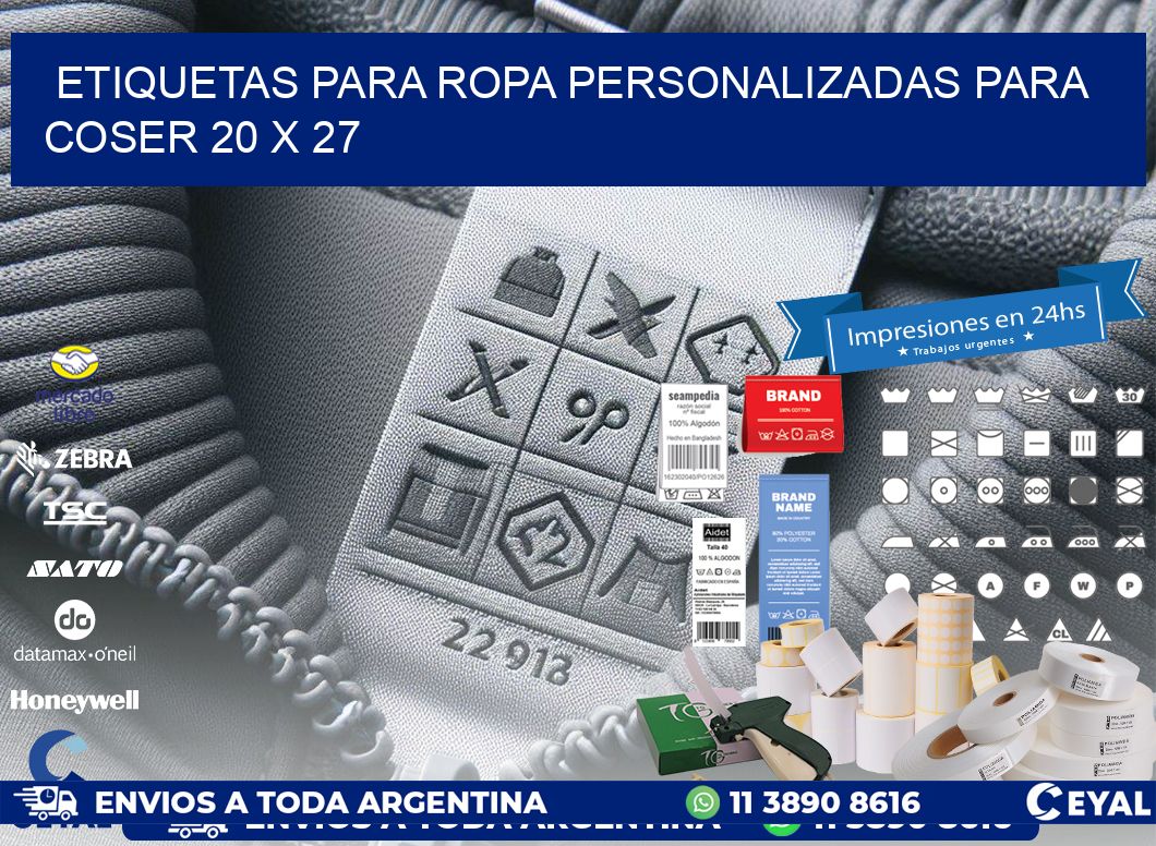 ETIQUETAS PARA ROPA PERSONALIZADAS PARA COSER 20 x 27