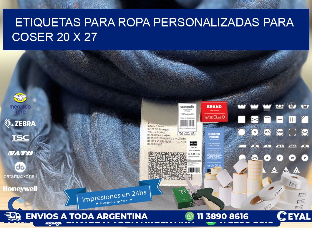 ETIQUETAS PARA ROPA PERSONALIZADAS PARA COSER 20 x 27