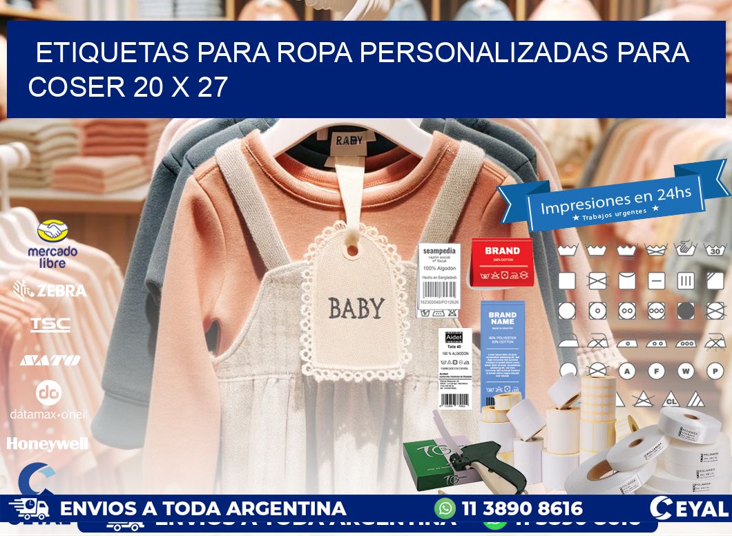 ETIQUETAS PARA ROPA PERSONALIZADAS PARA COSER 20 x 27