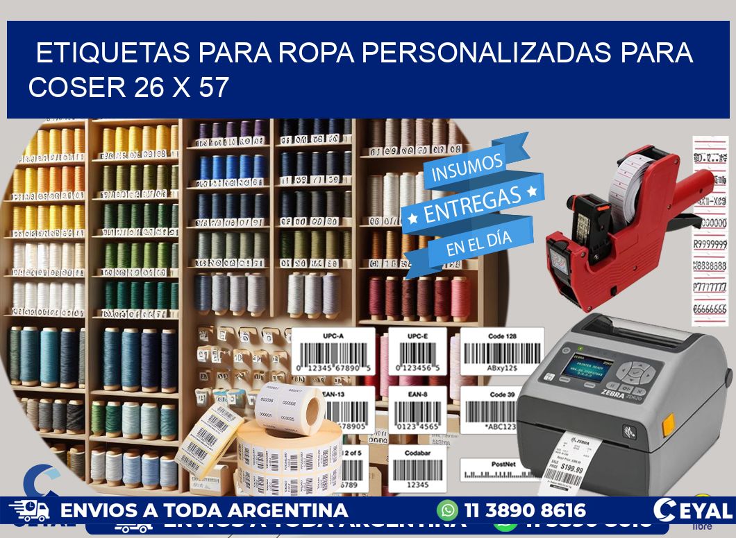 ETIQUETAS PARA ROPA PERSONALIZADAS PARA COSER 26 x 57