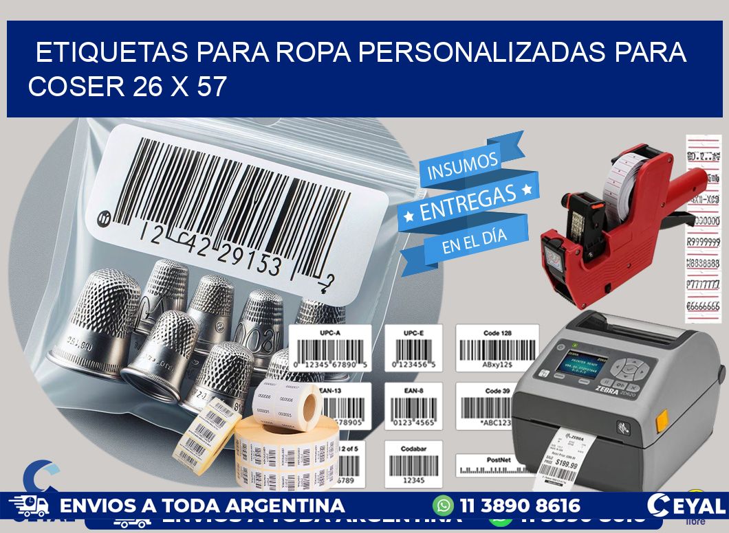 ETIQUETAS PARA ROPA PERSONALIZADAS PARA COSER 26 x 57