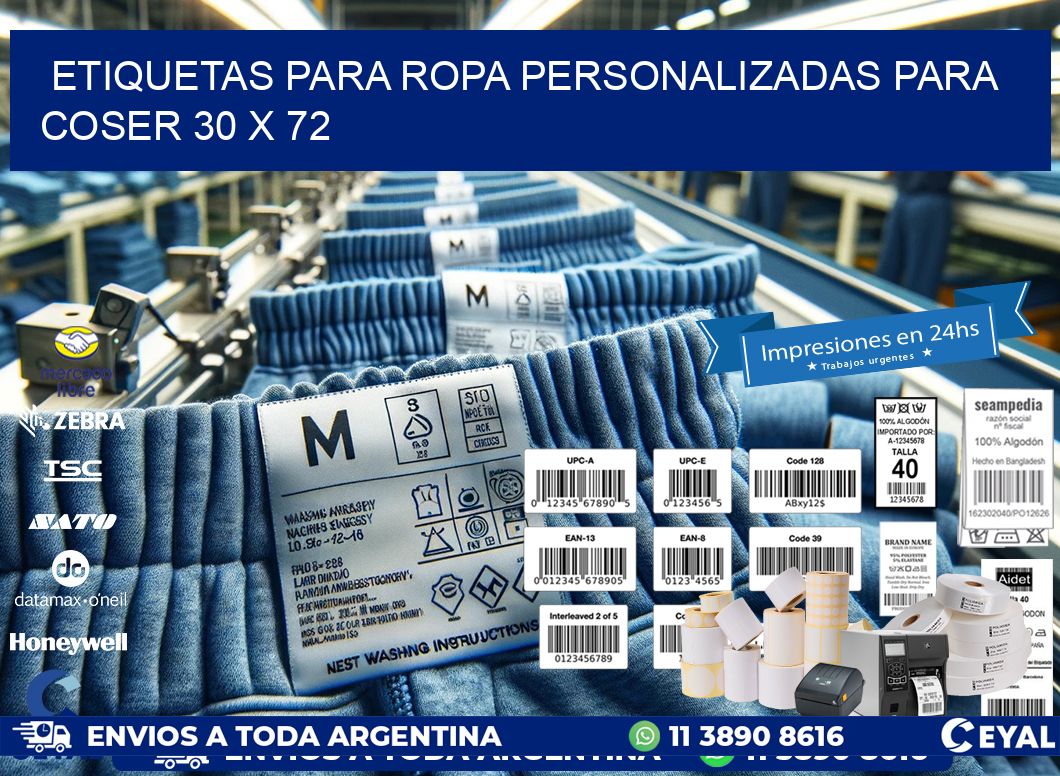 ETIQUETAS PARA ROPA PERSONALIZADAS PARA COSER 30 x 72