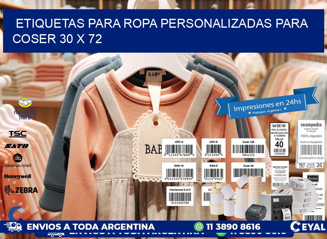 ETIQUETAS PARA ROPA PERSONALIZADAS PARA COSER 30 x 72
