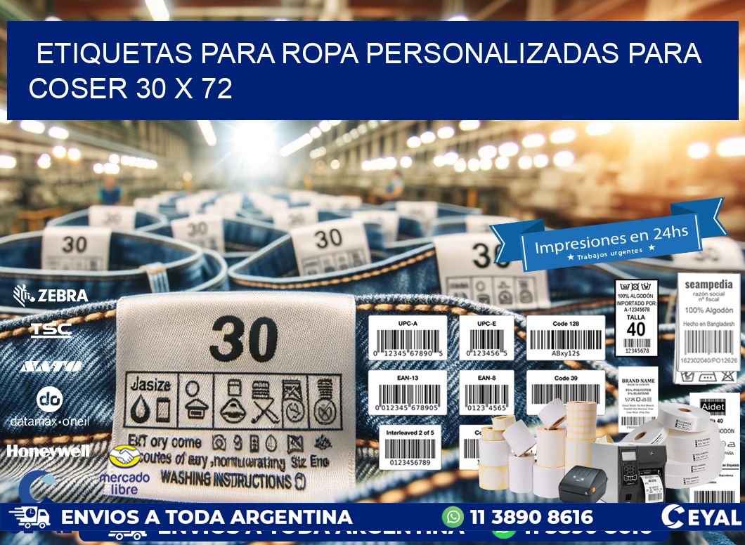 ETIQUETAS PARA ROPA PERSONALIZADAS PARA COSER 30 x 72