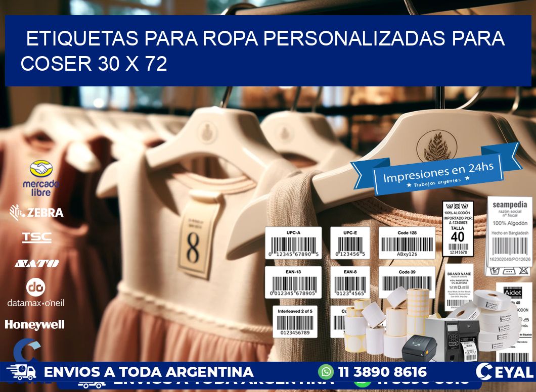 ETIQUETAS PARA ROPA PERSONALIZADAS PARA COSER 30 x 72