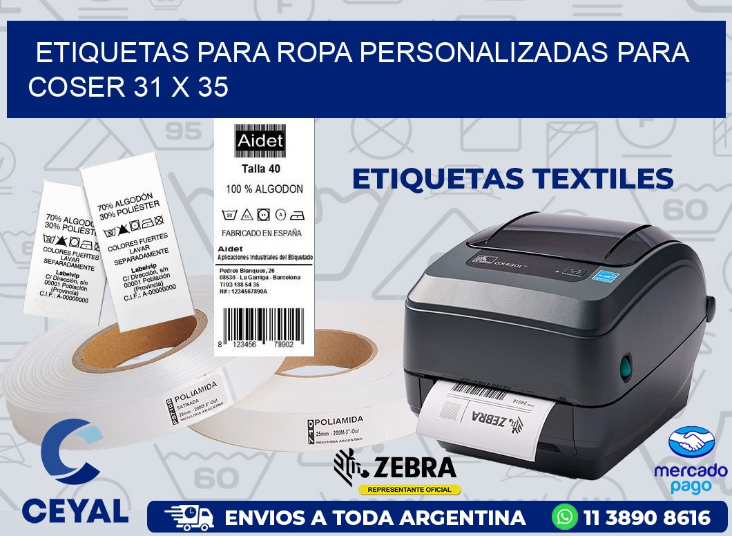 ETIQUETAS PARA ROPA PERSONALIZADAS PARA COSER 31 x 35