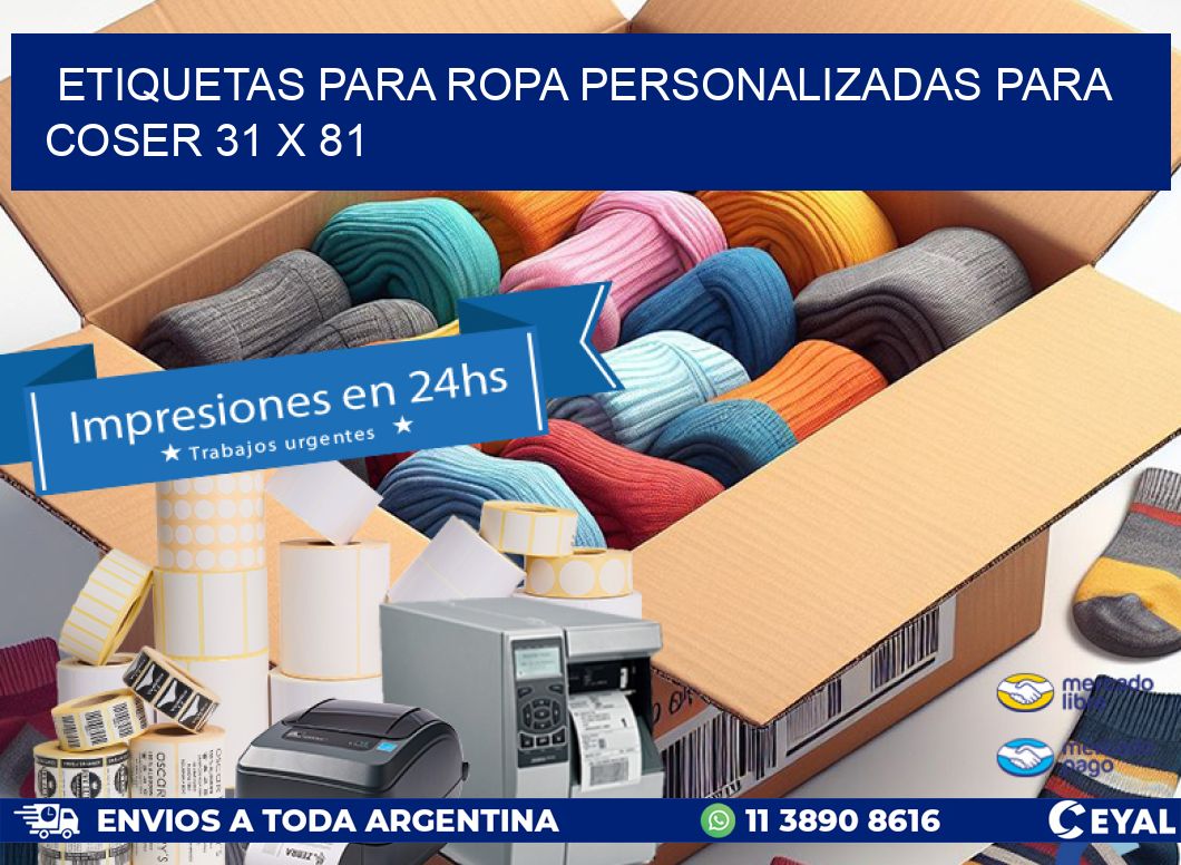 ETIQUETAS PARA ROPA PERSONALIZADAS PARA COSER 31 x 81