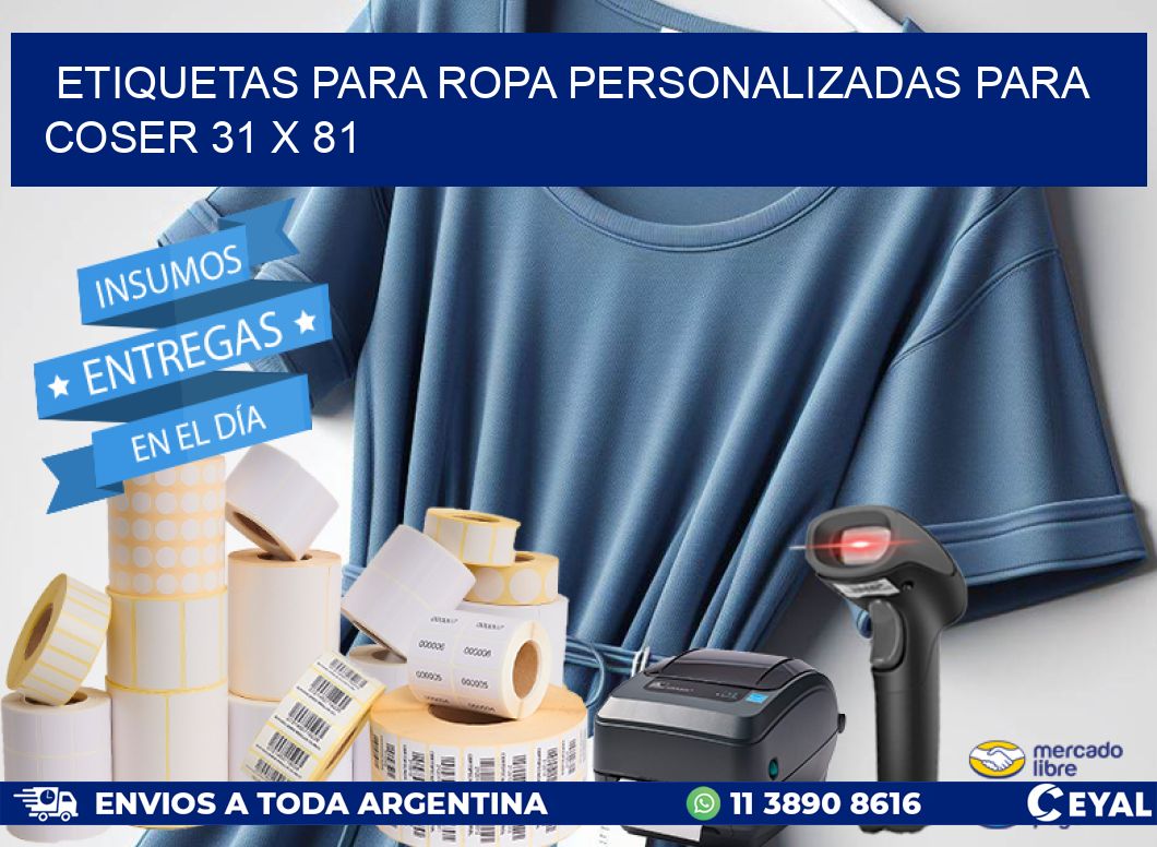 ETIQUETAS PARA ROPA PERSONALIZADAS PARA COSER 31 x 81