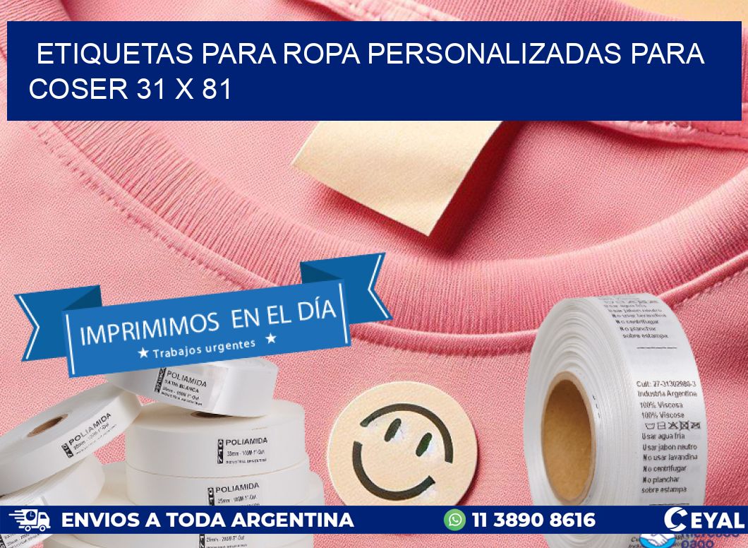 ETIQUETAS PARA ROPA PERSONALIZADAS PARA COSER 31 x 81