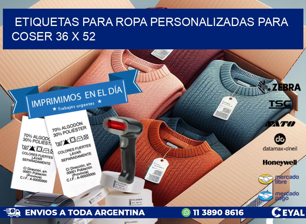 ETIQUETAS PARA ROPA PERSONALIZADAS PARA COSER 36 x 52