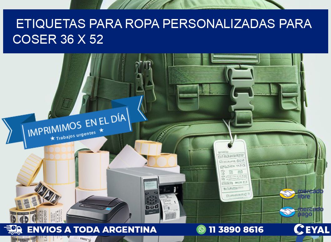 ETIQUETAS PARA ROPA PERSONALIZADAS PARA COSER 36 x 52