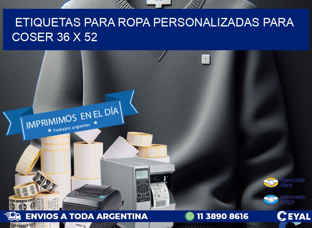 ETIQUETAS PARA ROPA PERSONALIZADAS PARA COSER 36 x 52
