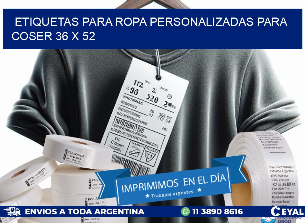 ETIQUETAS PARA ROPA PERSONALIZADAS PARA COSER 36 x 52