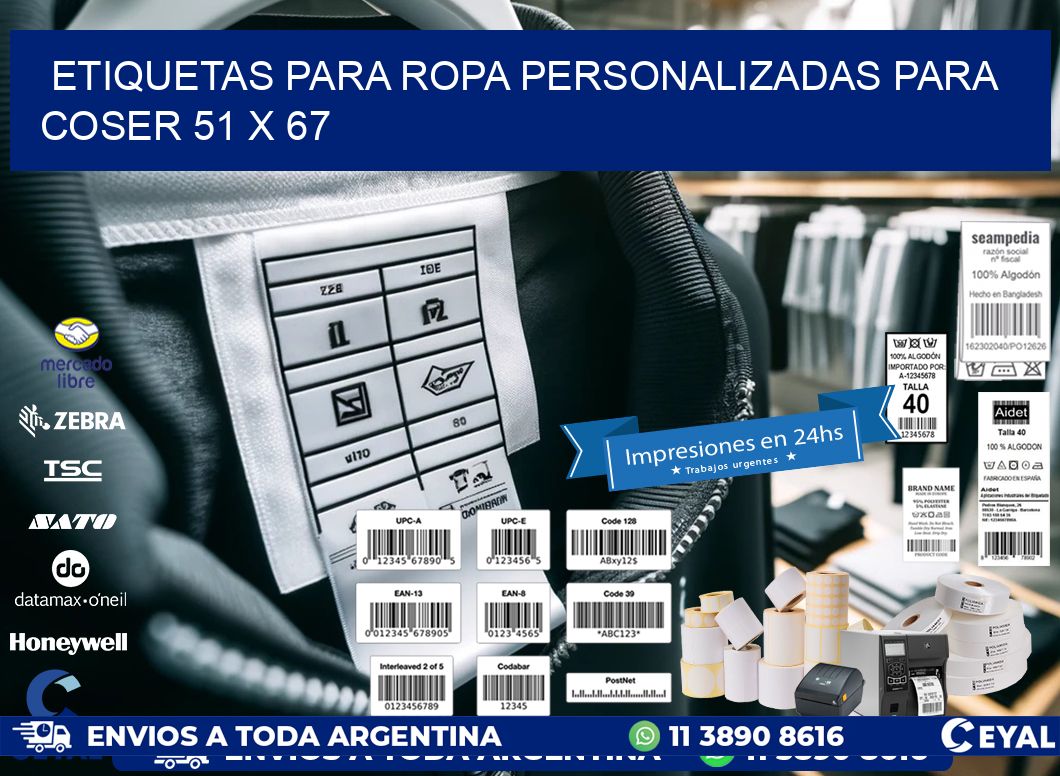 ETIQUETAS PARA ROPA PERSONALIZADAS PARA COSER 51 x 67