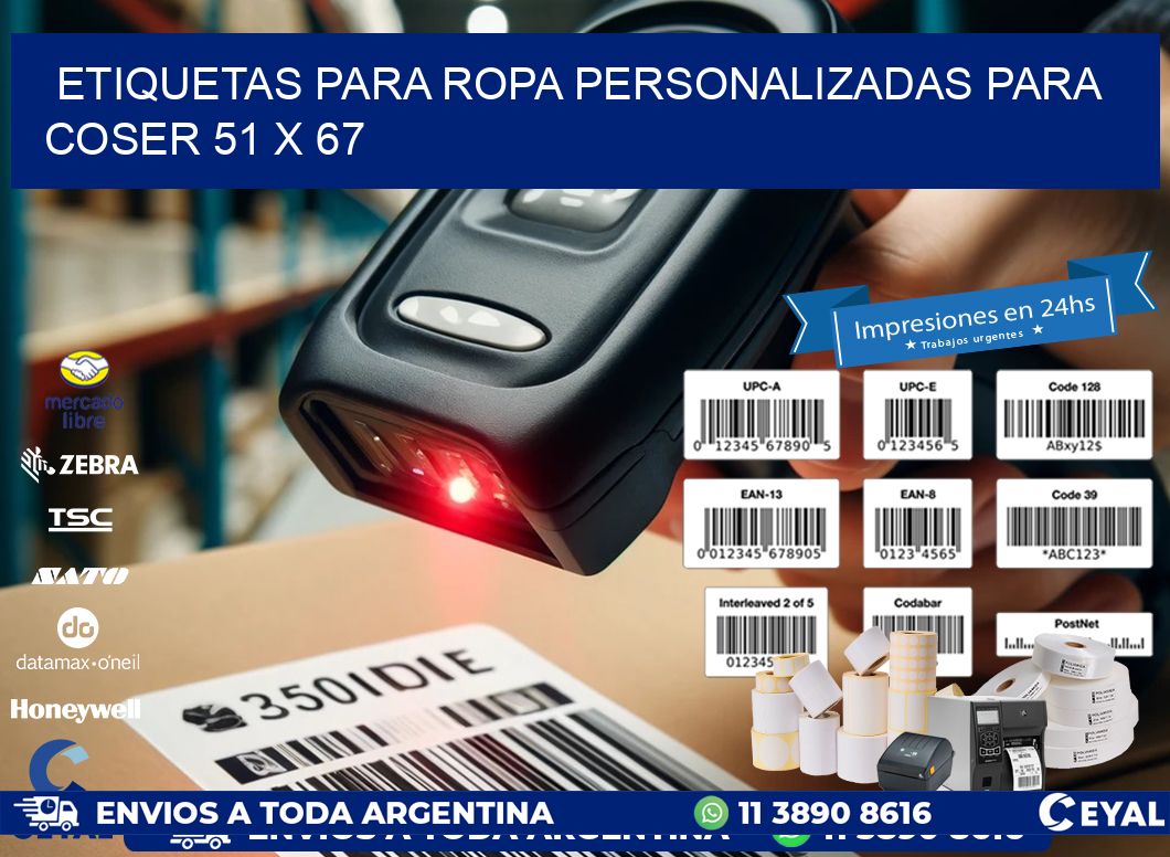 ETIQUETAS PARA ROPA PERSONALIZADAS PARA COSER 51 x 67