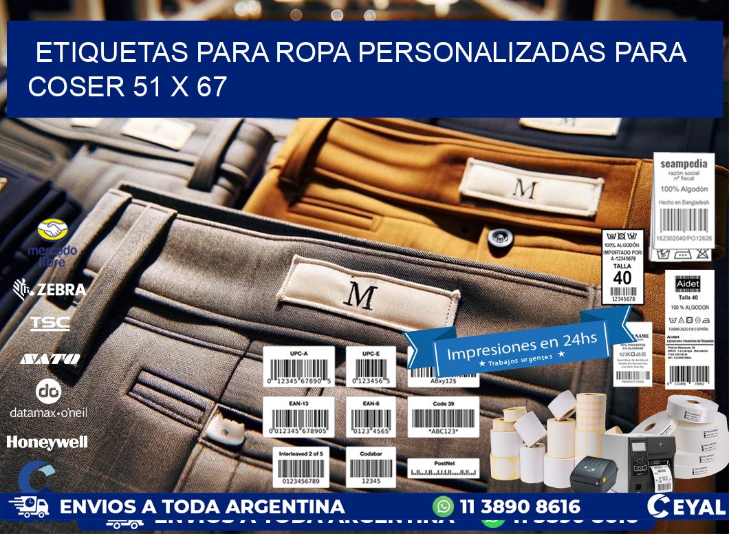ETIQUETAS PARA ROPA PERSONALIZADAS PARA COSER 51 x 67
