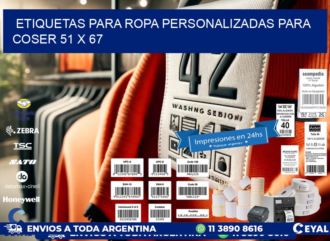 ETIQUETAS PARA ROPA PERSONALIZADAS PARA COSER 51 x 67