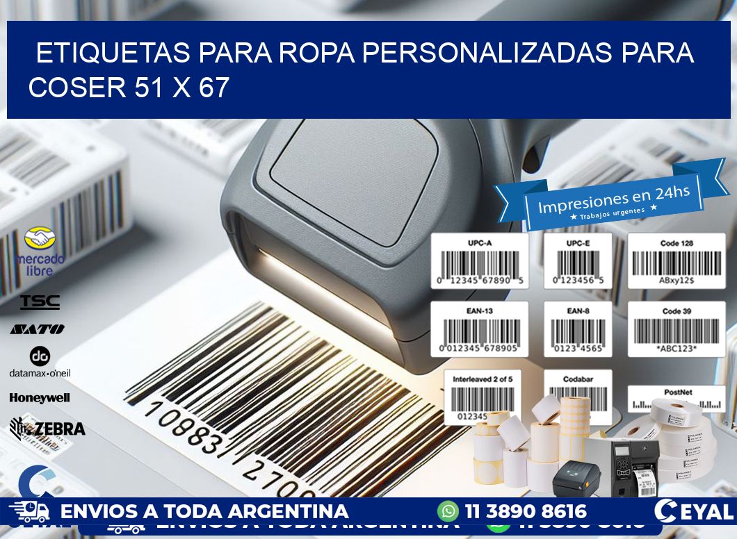 ETIQUETAS PARA ROPA PERSONALIZADAS PARA COSER 51 x 67