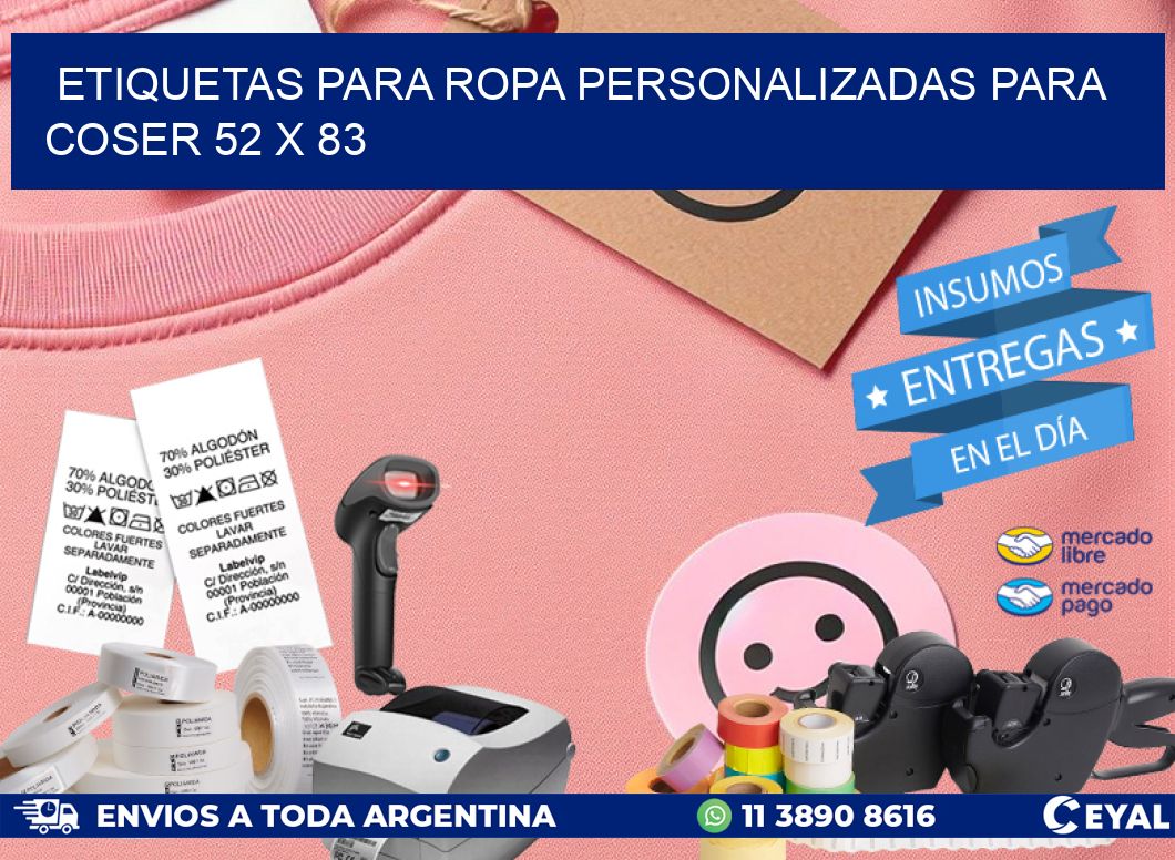 ETIQUETAS PARA ROPA PERSONALIZADAS PARA COSER 52 x 83