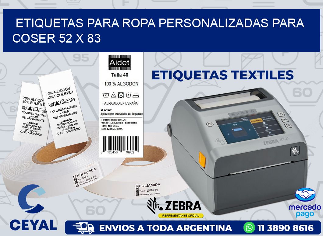 ETIQUETAS PARA ROPA PERSONALIZADAS PARA COSER 52 x 83