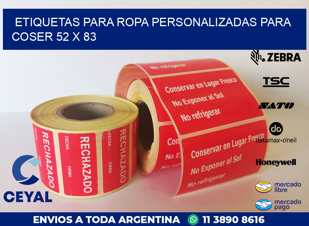 ETIQUETAS PARA ROPA PERSONALIZADAS PARA COSER 52 x 83