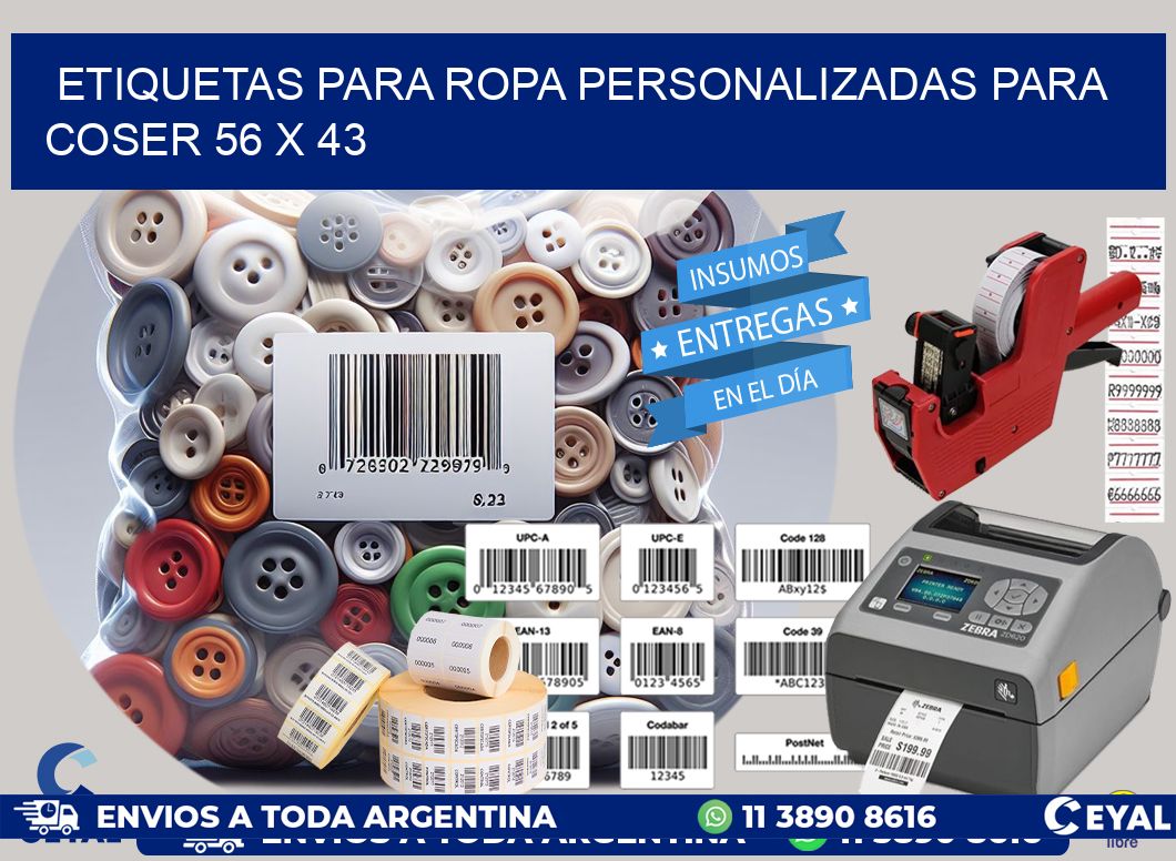 ETIQUETAS PARA ROPA PERSONALIZADAS PARA COSER 56 x 43