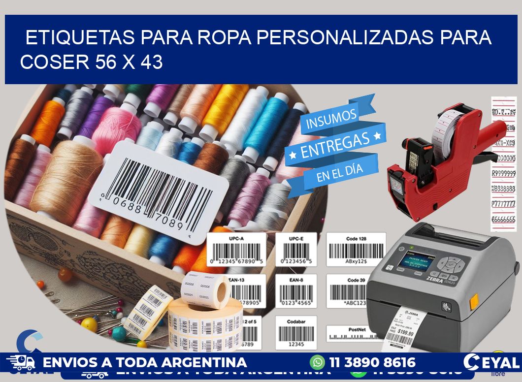 ETIQUETAS PARA ROPA PERSONALIZADAS PARA COSER 56 x 43
