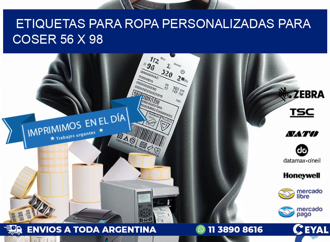 ETIQUETAS PARA ROPA PERSONALIZADAS PARA COSER 56 x 98