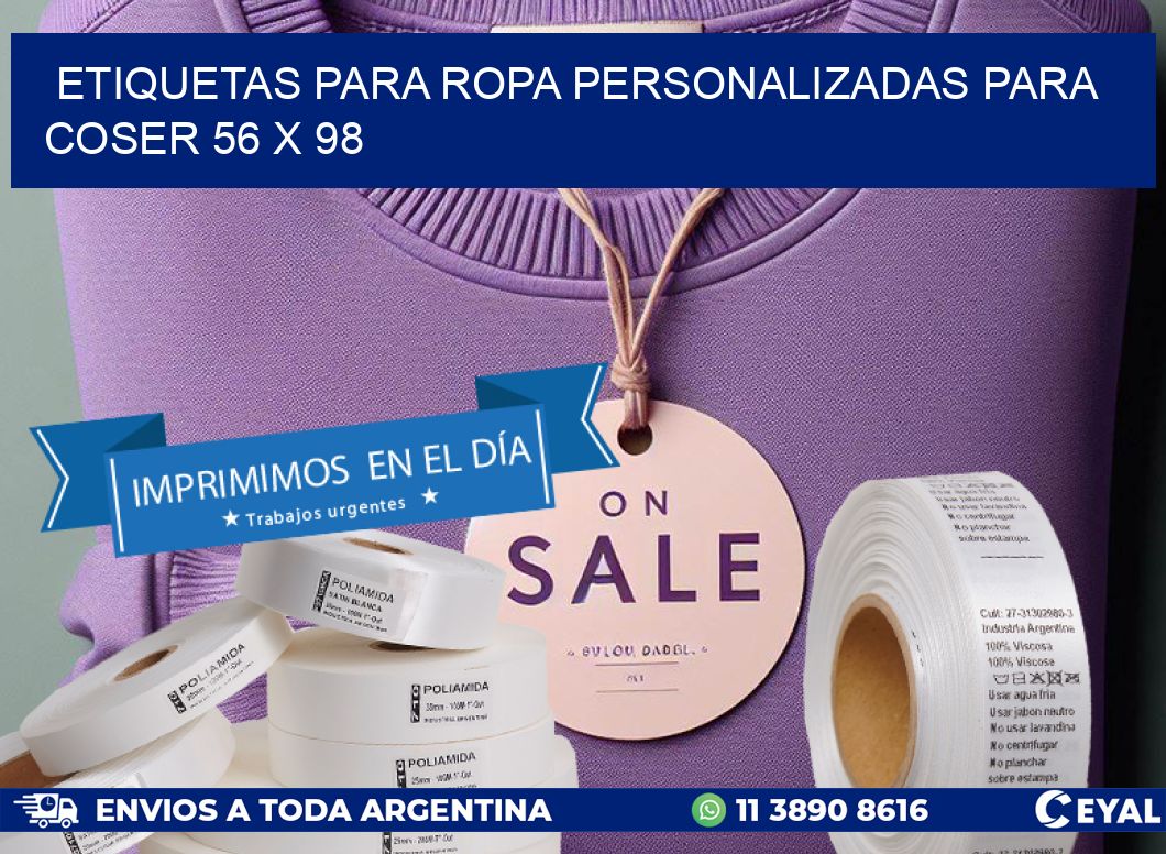 ETIQUETAS PARA ROPA PERSONALIZADAS PARA COSER 56 x 98