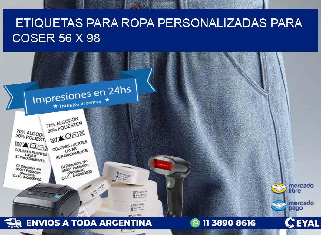 ETIQUETAS PARA ROPA PERSONALIZADAS PARA COSER 56 x 98