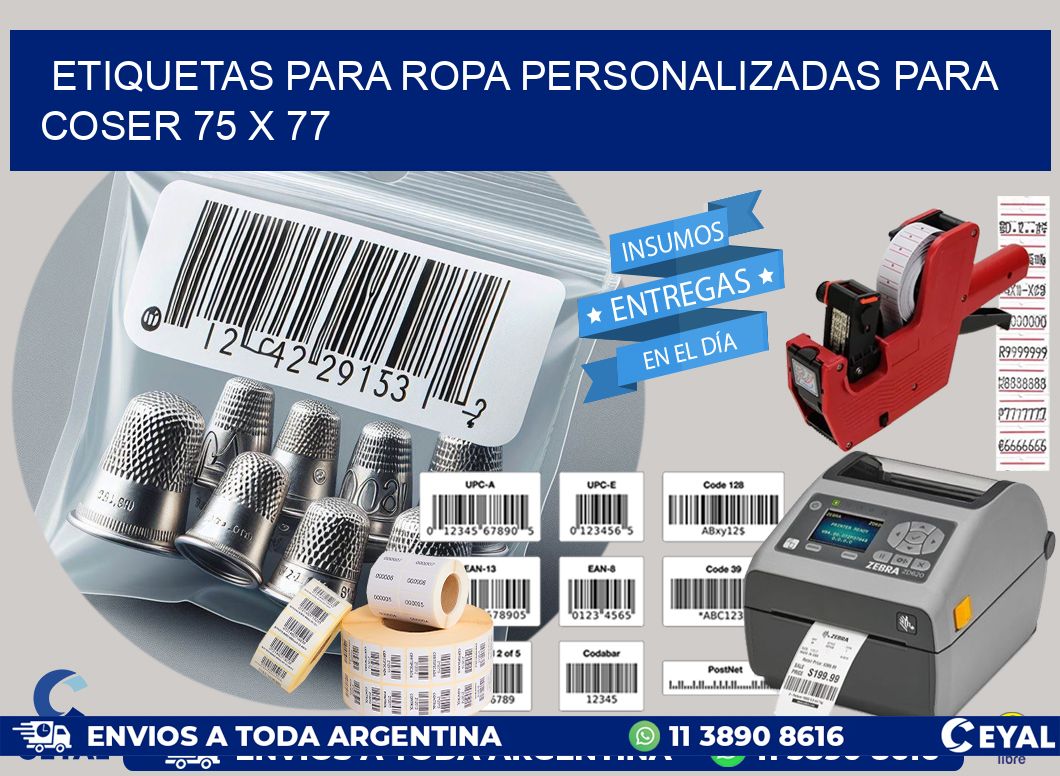 ETIQUETAS PARA ROPA PERSONALIZADAS PARA COSER 75 x 77