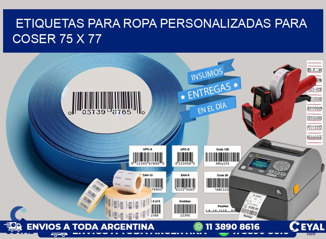 ETIQUETAS PARA ROPA PERSONALIZADAS PARA COSER 75 x 77