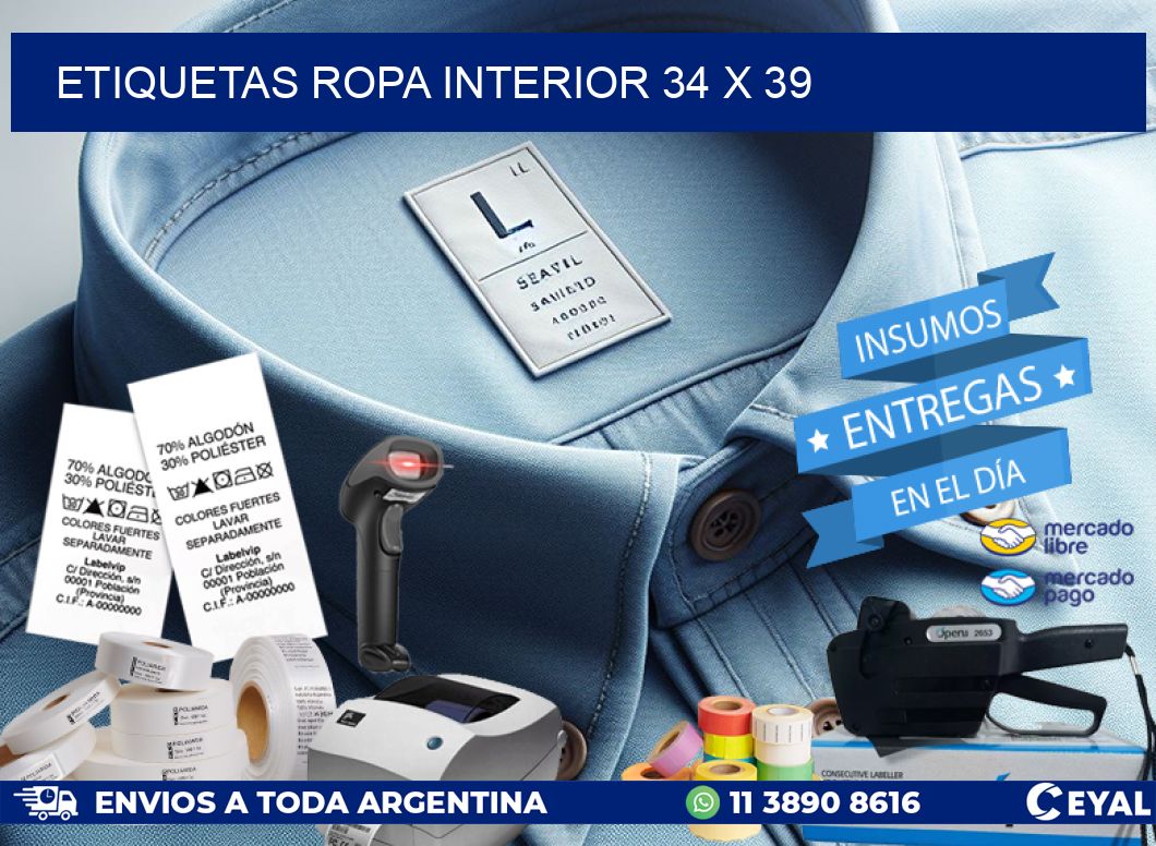 ETIQUETAS ROPA INTERIOR 34 x 39
