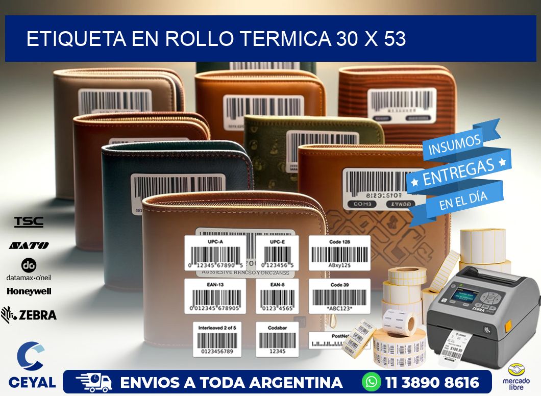 ETIQUETA EN ROLLO TERMICA 30 x 53