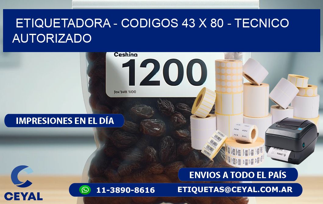 ETIQUETADORA - CODIGOS 43 x 80 - TECNICO AUTORIZADO