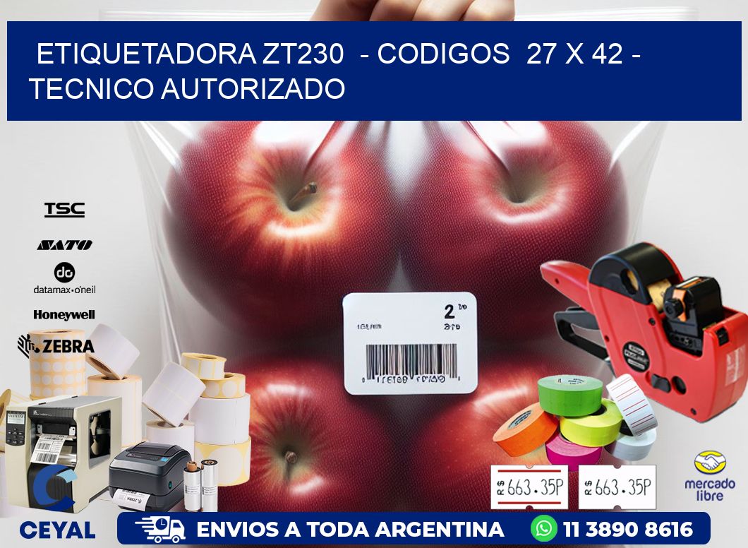 ETIQUETADORA ZT230  - CODIGOS  27 x 42 - TECNICO AUTORIZADO