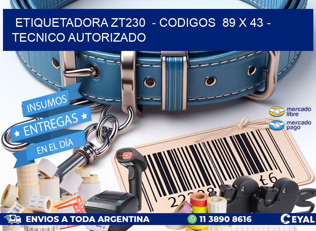 ETIQUETADORA ZT230  – CODIGOS  89 x 43 – TECNICO AUTORIZADO
