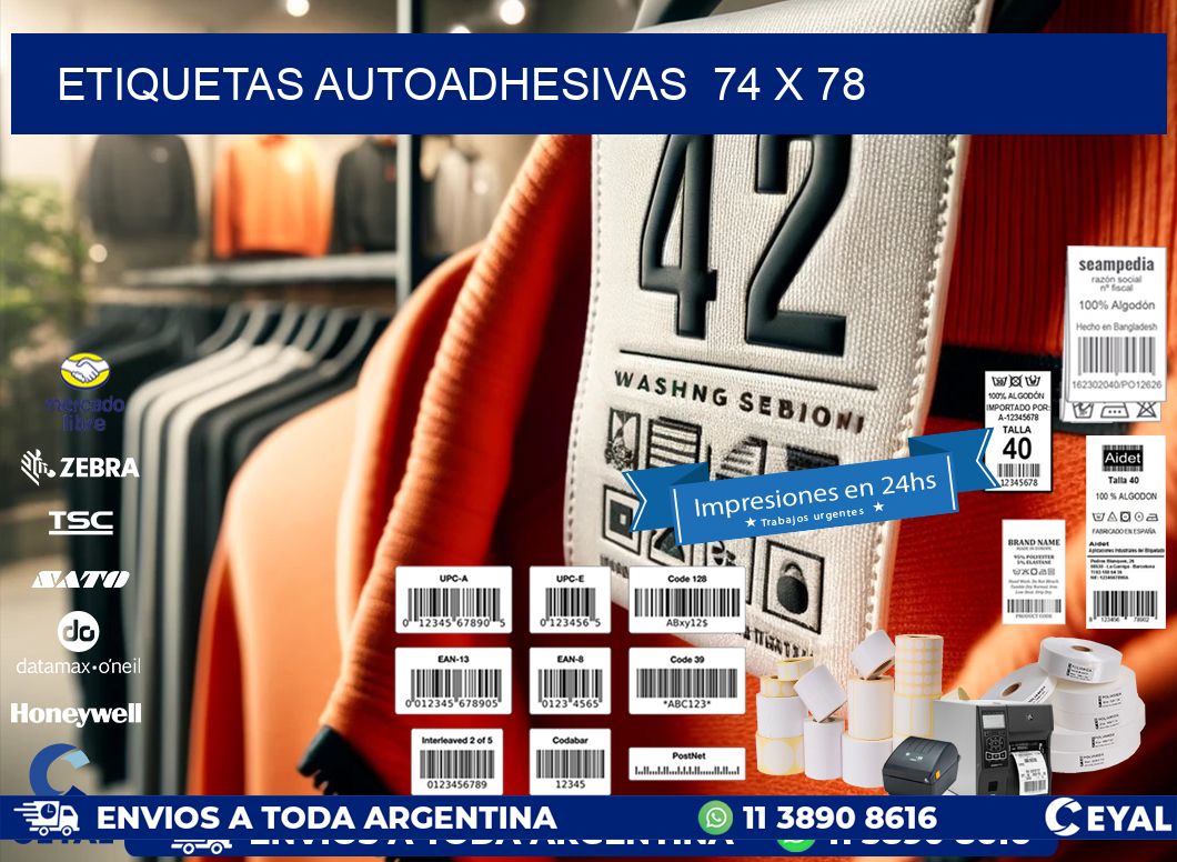 ETIQUETAS AUTOADHESIVAS  74 x 78