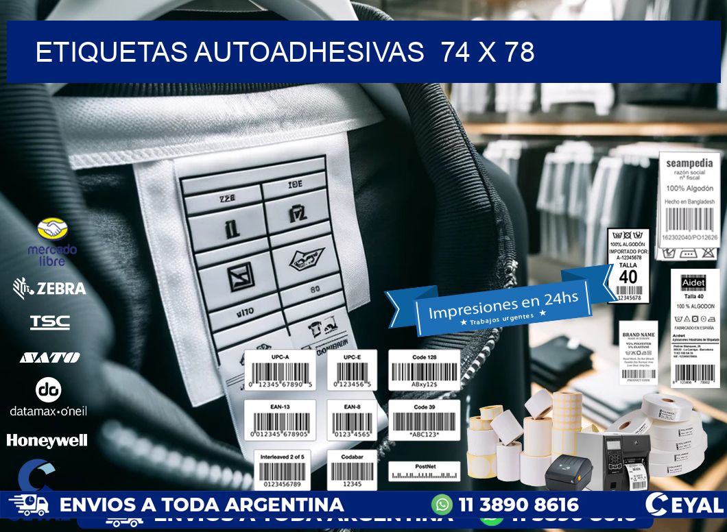 ETIQUETAS AUTOADHESIVAS  74 x 78