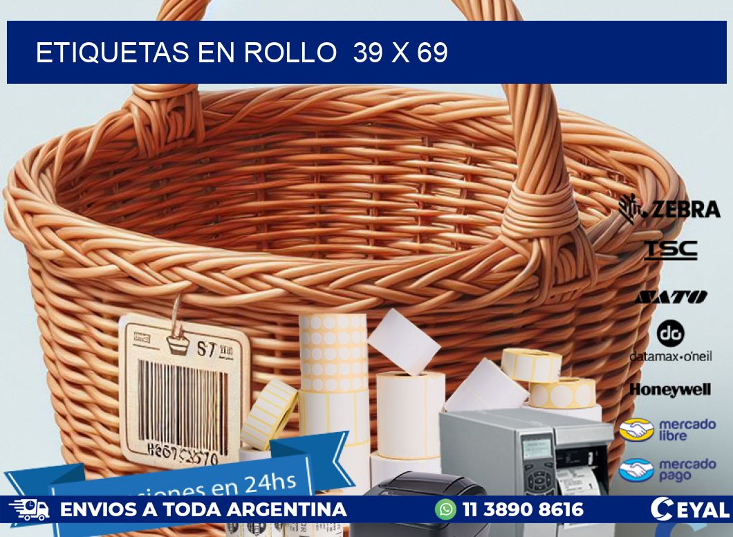 ETIQUETAS EN ROLLO  39 x 69