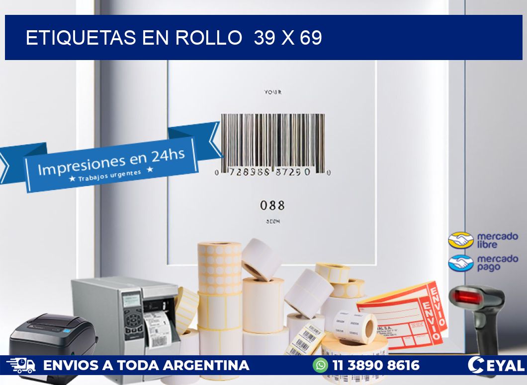 ETIQUETAS EN ROLLO  39 x 69