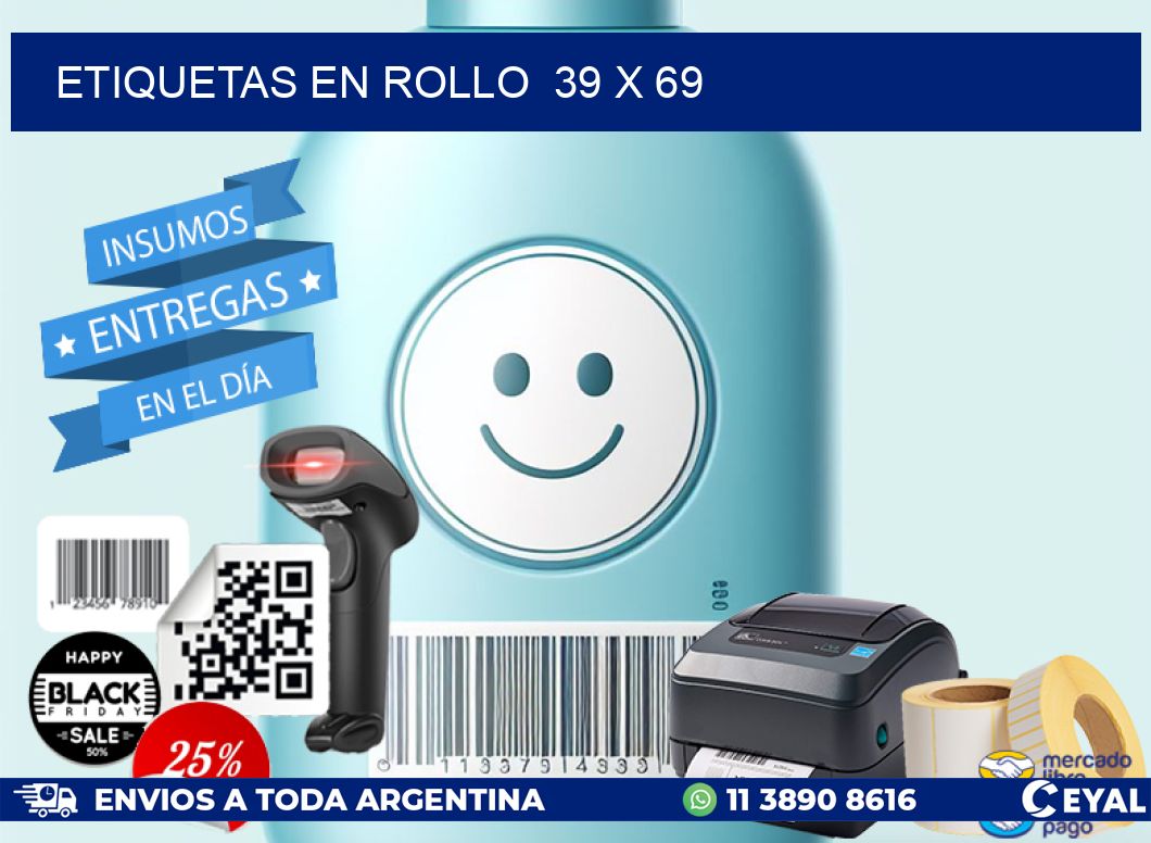 ETIQUETAS EN ROLLO  39 x 69