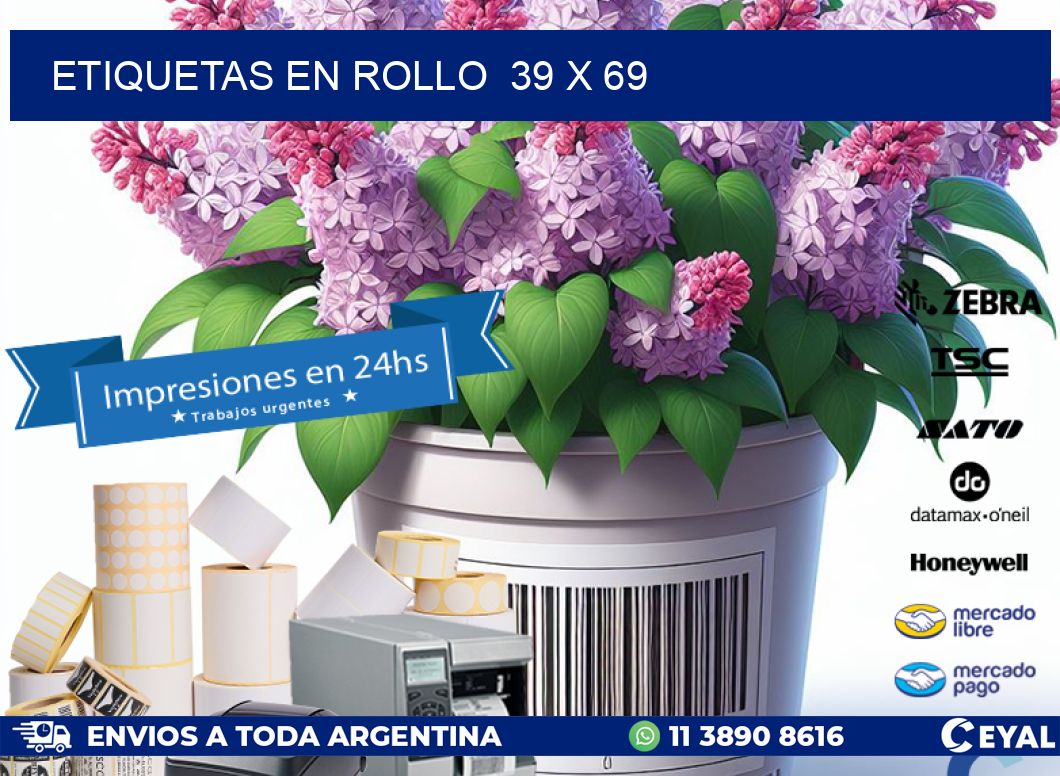 ETIQUETAS EN ROLLO  39 x 69
