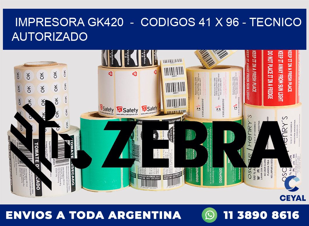 IMPRESORA GK420 - CODIGOS 41 x 96 - TECNICO AUTORIZADO